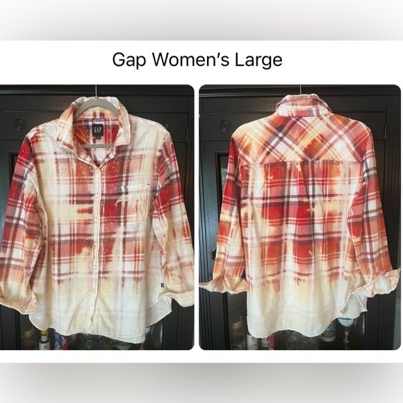 Upcycled Gap flannel - I bleach and distress flannels. Each design is unique - Picture 1 of 1